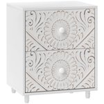 HOMCOM Table de chevet, Table de nuit avec 2 Tiroirs, style mi-century, blanc