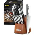 thumbnail image 1 of McCook MC29 Knife Sets,15 Pieces German Stainless Steel Kitchen Knife Block Sets with Built-in Sharpener, 1 of 7