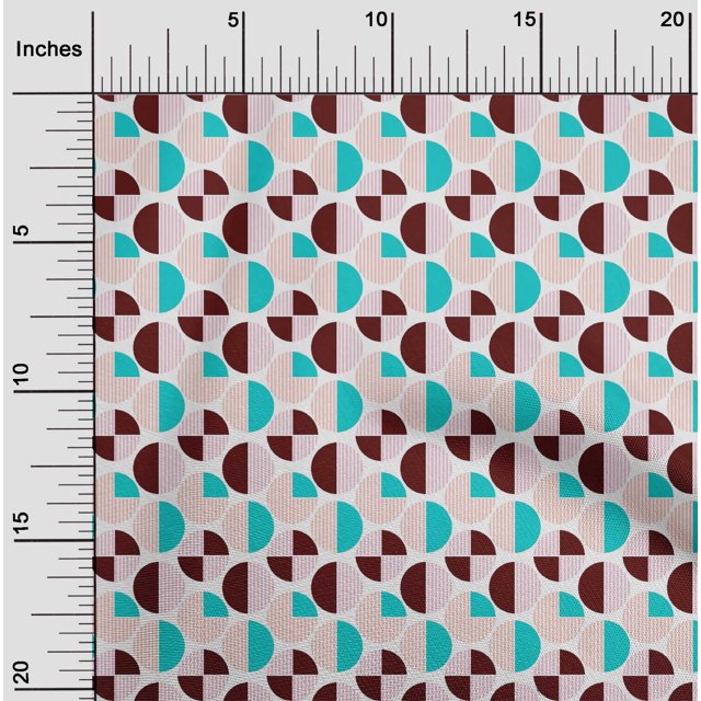 oneOone Cotton Cambric Fabric Circle Geometric  Printed Craft Fabric BTY 56 Inch Wide