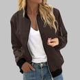 thumbnail image 4 of Womens Fashion Jacket Casual Stand Collar Zip Up Lightweight Coat Fall Color Block Jackets with Pockets Brown XL, 4 of 7