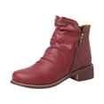 thumbnail image 1 of Zipper Chelsea Ankle Boots for Women Vintage Slouchy Leather Low Heels Short Booties Winter Fall Work Shoes, 1 of 5