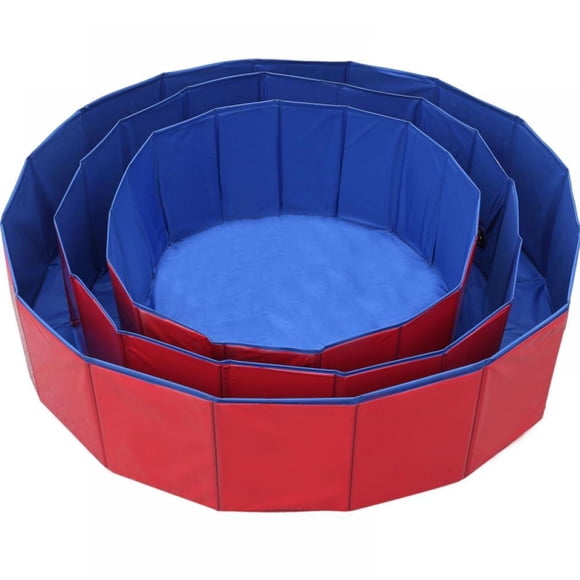 LEEYNEER Collapsible Pet Dog Bath Pool Kiddie Pool Hard Plastic Foldable Bathing Tub PVC Outdoor Pools Blue