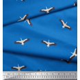 thumbnail image 3 of Soimoi Blue polyester Crepe Fabric Flying Stork Bird Decor Fabric Printed Yard 42 Inch Wide, 3 of 5