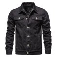 thumbnail image 1 of Pisexur Jean Jacket Men's Solid Color Button Pocket Slim Fashion Casual Work Denim Jacket Denim Jacket for Men Plus Size Fall Jackets for Men, 1 of 4