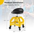 thumbnail image 3 of Costway Siège Roulant Tabouret Mécanique avec Plateau à Outils 4 Roues Universelles pour Usine Jaune, 3 of 9