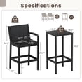 thumbnail image 3 of Gymax Ensemble de Bar de Patio 3 Pcs Table Bistro et Chaises avec Cadre en Métal Robuste, 3 of 10