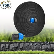 Kidsjoy 75ft Flat Soaker Hose – Save 80% Water! Heavy Duty Leakproof Drip Irrigation, Linkable UV-Resistant 1/2" Black for Garden, Flower Beds, Raised Beds