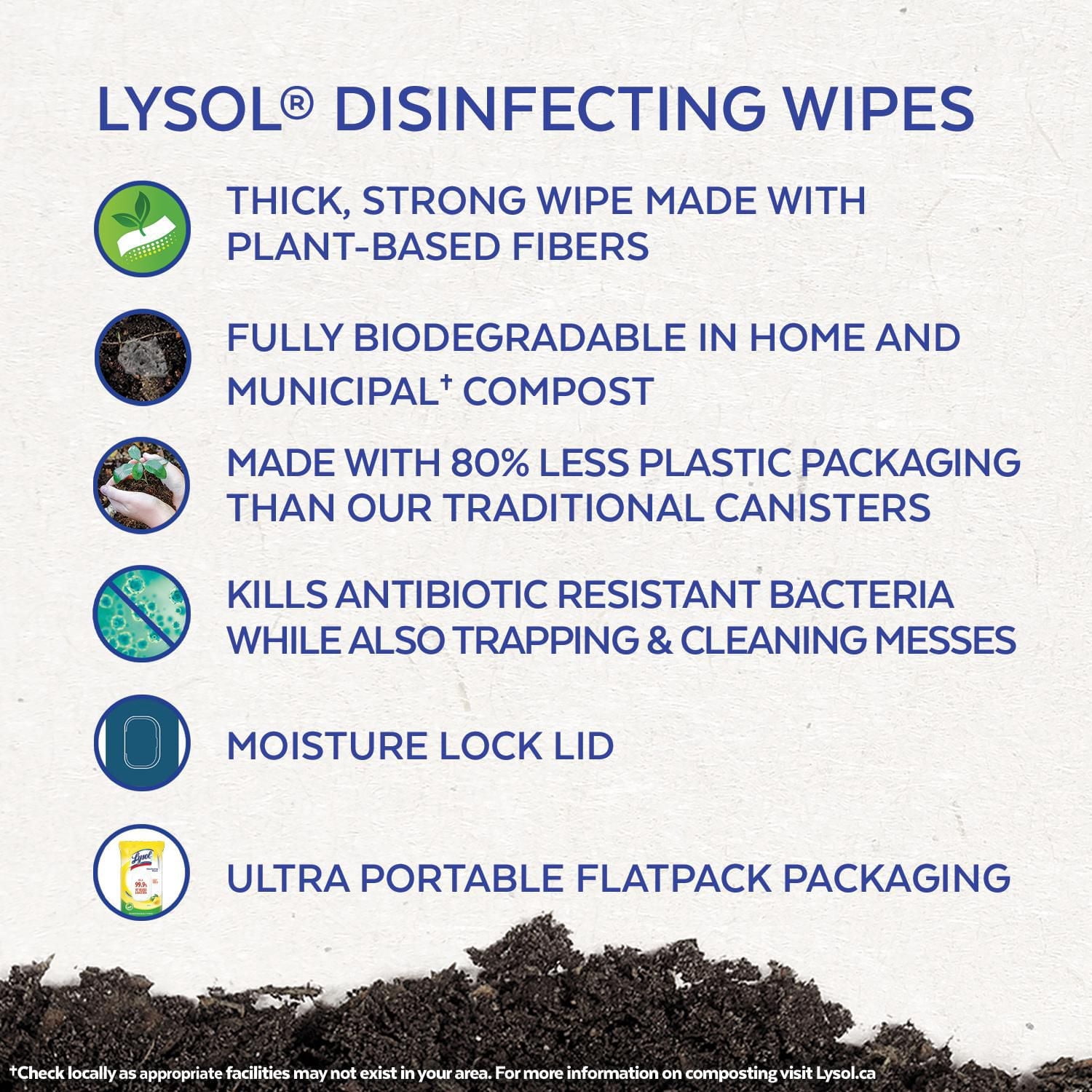 Lingettes Désinfectantes Lysol®, En Paquet Plat, Cascade de Printemps, 84 Lingettes
