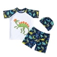 thumbnail image 1 of MIASHUI Boys Two Piece Rash Guard Swimsuits Kids Short Sleeve Bathing Suit with Sun Hat,White,5-6 Years, 1 of 3