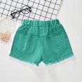 thumbnail image 4 of zbxnLI Girls' Ripped Jean Shorts High Elastic Waist Denim Shorts Solid Color Straight Leg Short Jeans with Pockets, 4 of 5