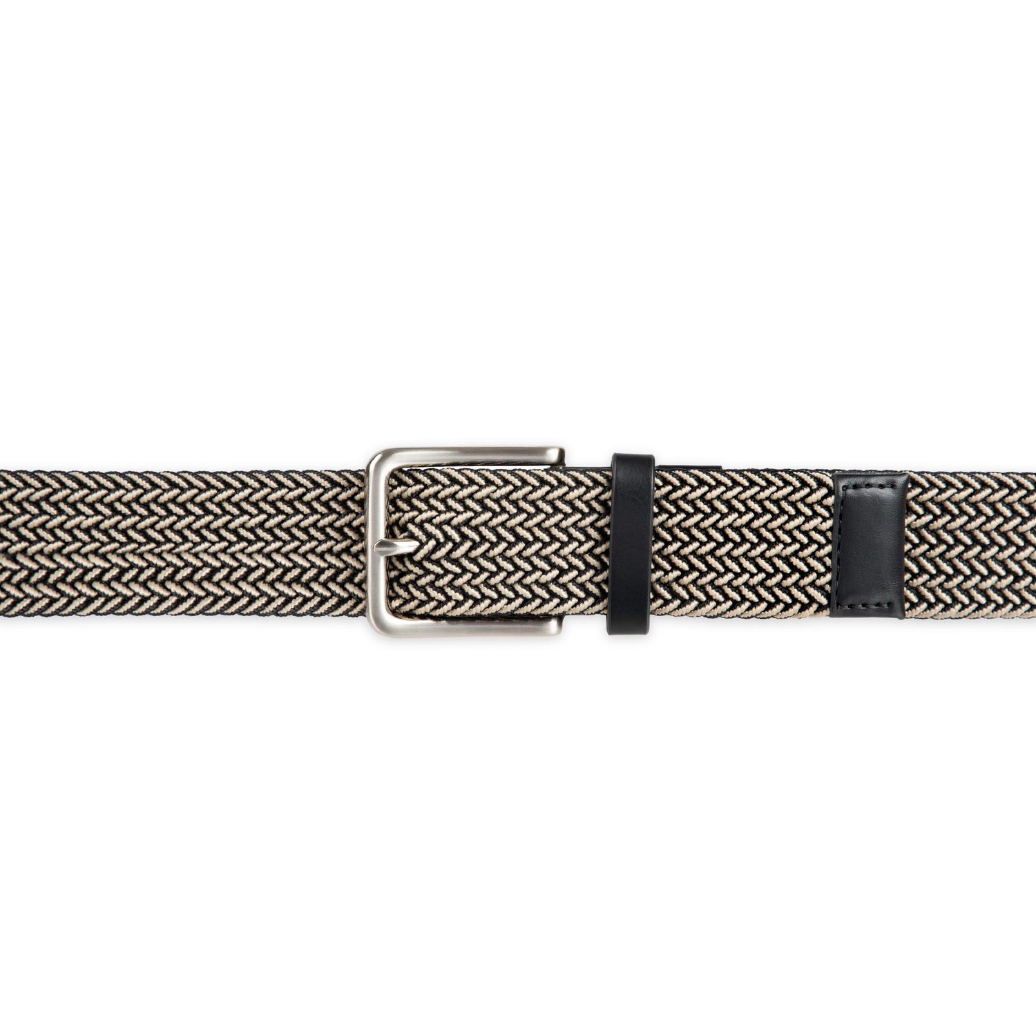 Tailored Flex by Haggar Men's 35mm Stretch Fabric Braid w/ Faux Leather Trim Belt