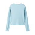 thumbnail image 4 of Tittly T-Shirts Graphiques T-Shirts Chemises Femmes Couleur Unie Col Rond Ajusté Mince Mode T-shirt à Manches Longues Couche de base Hauts pour Femmes T-Shirts pour Femmes Décontracté BU1 S, 4 of 9