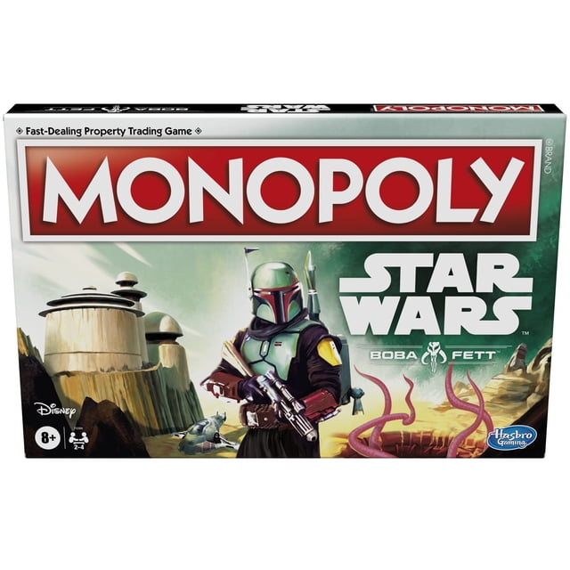 MONOPOLY: Star Wars Boba Fett Edition Jeu de société pour les enfants Ages 8+, Inspiré par les films Star Wars et le Mandalorian TV Series