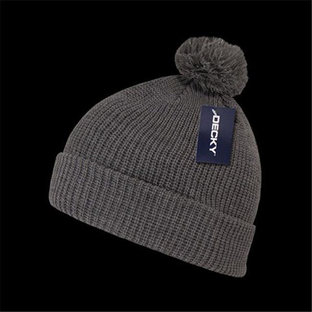 Decky 686-HCHA Bonnets Acryliques Pompon, Charbon Chiné