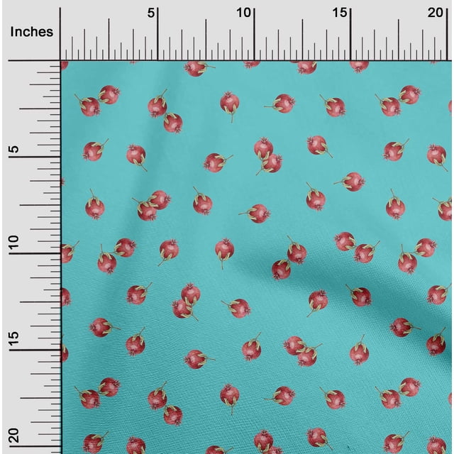 oneOone Silk Tabby Fabric Pomegranate Fruit Printed Fabric 1 Yard 42 Inch Wide