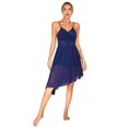 thumbnail image 1 of Oyolan Robe de Danse Ballet à Sequins pour Femmes Bretelles Spaghetti Col en V Ourlet Haut Bas Lyrique Bleu Marine P, 1 of 7
