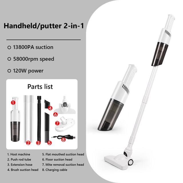 SSZMDLB Car Vacuum Cleaner, Cordless Hand Vacuum Cleaner, Powerful Suction Car Vacuum for Home, Portable Rechargeable Stick Vacuum, USB Charging, Lightweight, for Carpet, Sofa, Car Interior