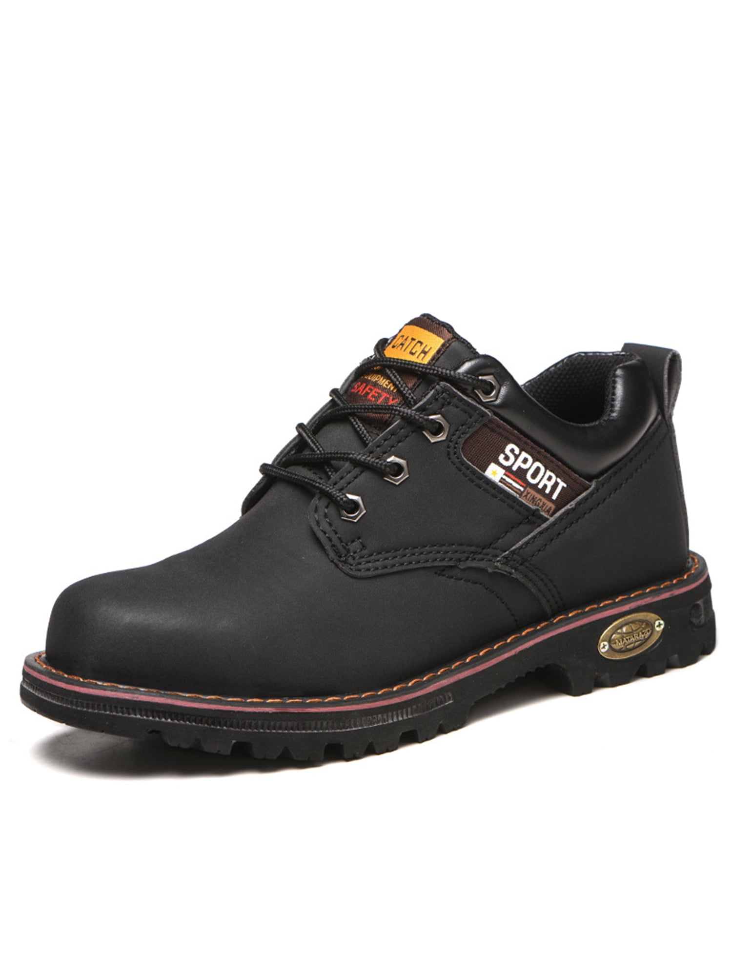 UKAP Men Slip Resistant Puncture-proof Safety Boot Working Anti-collision Leather Industrial Shoes Black 7.5