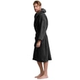 thumbnail image 2 of Canadian Linen Terry Cloth Warm Bathrobes 100% Cotton for Womens Bathroom Shower Hooded Style Soft Plush Hotels Spa Resorts Lounge Robes, Large, Black, 2 of 3