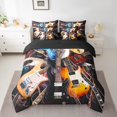 thumbnail image 2 of Ensemble de Literie Guitare Tout-en-un Grand Lit 7 Pcs, Ensemble de Literie Vintage Instruments de Musique Moderne Hip-Hop Notes de Musique Ensemble de Draps avec Couette, Ensemble de Lit Hippie Rock, 2 of 5