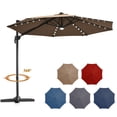 thumbnail image 4 of Costway Parasol Déporté à DEL Solaire de 10 Pi pour Terrasse, Rotation à 360°, Aluminium, Beige, 4 of 7