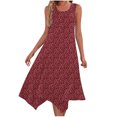 thumbnail image 2 of Ovzne Robes pour Femmes Robe d'Été Imprimée Sans Manches avec Poches Ourlet Irrégulier Col Rond Robe de Vacances Imprimée en Liquidation, 2 of 5