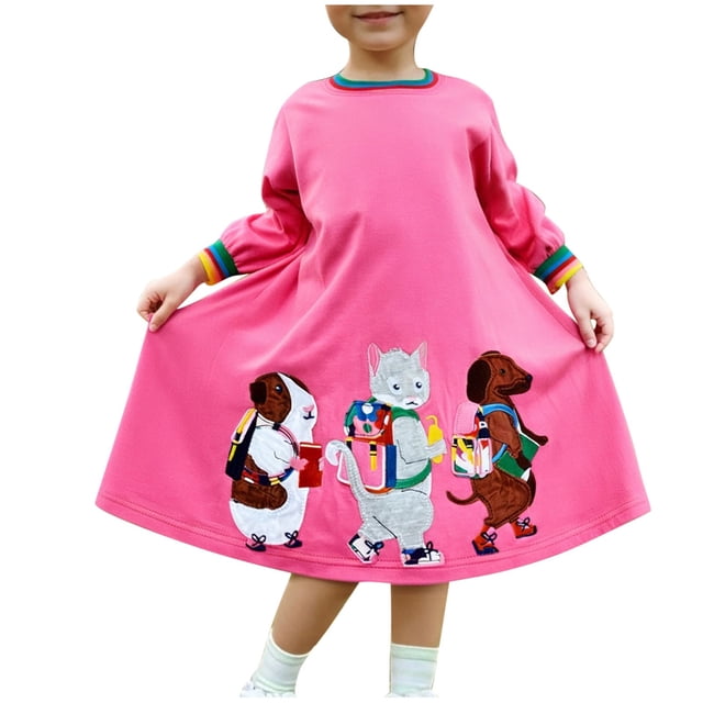 Robe pour Fille Vêtements pour Enfants Robe de Princesse à Manches Longues Robe en Forme de Cœur