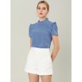 thumbnail image 2 of INSPIRE CHIC Women's Ruffle Polkd Dots Round Neck Casual Short Sleeve Blouse Tops, 2 of 6
