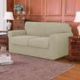 thumbnail image 2 of CHOK 2024 Housse de Sofa Extensible à Texture Quadrillée Housse de Canapé avec Housse de Coussin Séparée (Sofa Gris), 2 of 6