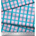 thumbnail image 2 of Soimoi Pink Heavy Canvas Fabric Check Check Decor Fabric Printed Yard 58 Inch Wide, 2 of 5