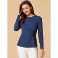 thumbnail image 2 of INSPIRE CHIC Blouse à Manches Longues pour Femmes à Col Rond avec Torsade devant, 2 of 4