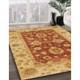 thumbnail image 2 of Ahgly Company Tapis d'Intérieur Carrés Abstraits Orange Rouge de Style Oriental, 7 Pieds Carré, 2 of 6