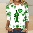 thumbnail image 2 of Besolor Hauts pour Femmes de la Saint-Patrick Tendance Manches 3/4 T-Shirts Imprimés Shamrock Col Rond Mignon Tunique de la Saint-Patrick T-Shirt Hauts, 2 of 3