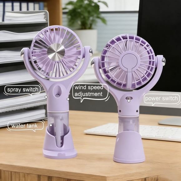 Portable Handheld Misting Fan, USB Rechargeable Water Spray Fan with 360° Rotatable Head, Personal Cooling Fan for Travel, Office, Outdoor, Desktop Use