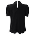 thumbnail image 5 of WEIYLL Womens T Shirts Solid Temperament Loose Short Sleeve Mock Neck Ruffles Black Tops Sizes S, 5 of 5
