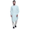 thumbnail image 1 of Atasi Kurta Long Asymétrique en Coton à Col Mandarin pour Garçons, Tenue Décontractée, 1 of 5