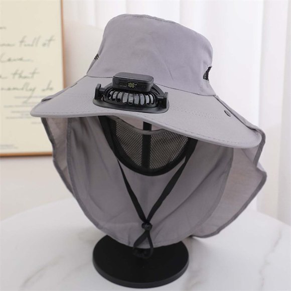 Sun Hat with Solar Fan UPF50+ Sun Wide Brim Outdoor Hat for Men and Women Versatile Sun Shield for Sports Fishing Hiking Beach and Outdoor Activities
