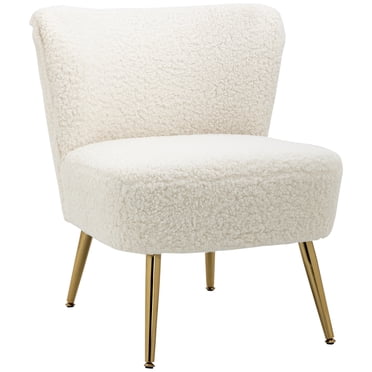 HOMCOM Fauteuil d'Appoint Chaise d'Appoint pour Salon avec Pattes Blanc
