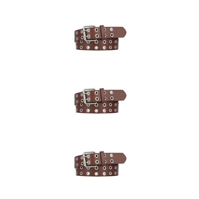 Decodeary Ceinture Double Boucle Sans Fil en Vrac pour Jeans Femmes Style Net Ceinture Fête Punk Épingle Robe Café 115cm 3ensemble