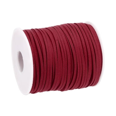 Unique Bargains 49.21 Yards 2.6mm Flat Leather Cord Suede String for DIY Crafts, Wine Red 1 Roll