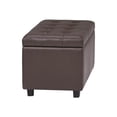 thumbnail image 2 of SIMPLIHOME Cosmopolitan 34 inch Wide Rectangle Lift Top Storage Ottoman in Upholstered Chocolate Brown Tufted Faux Leather, Footrest Stool, Coffee Table for the Living Room, Bedroom and Kids Room, 2 of 8