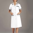 thumbnail image 1 of Tidyack ,Bon Rapport Qualité-Prix,Robe d'Infirmière à Revers, Robe de Travail Unie, Poches + Empiècement à Boutons, Longueur Midi, pour le Personnel de la Santé, Tenue de Travail Professionnelle, Mélange de Coton, Coupe Nette, Uniforme Quotidien, 1 of 1