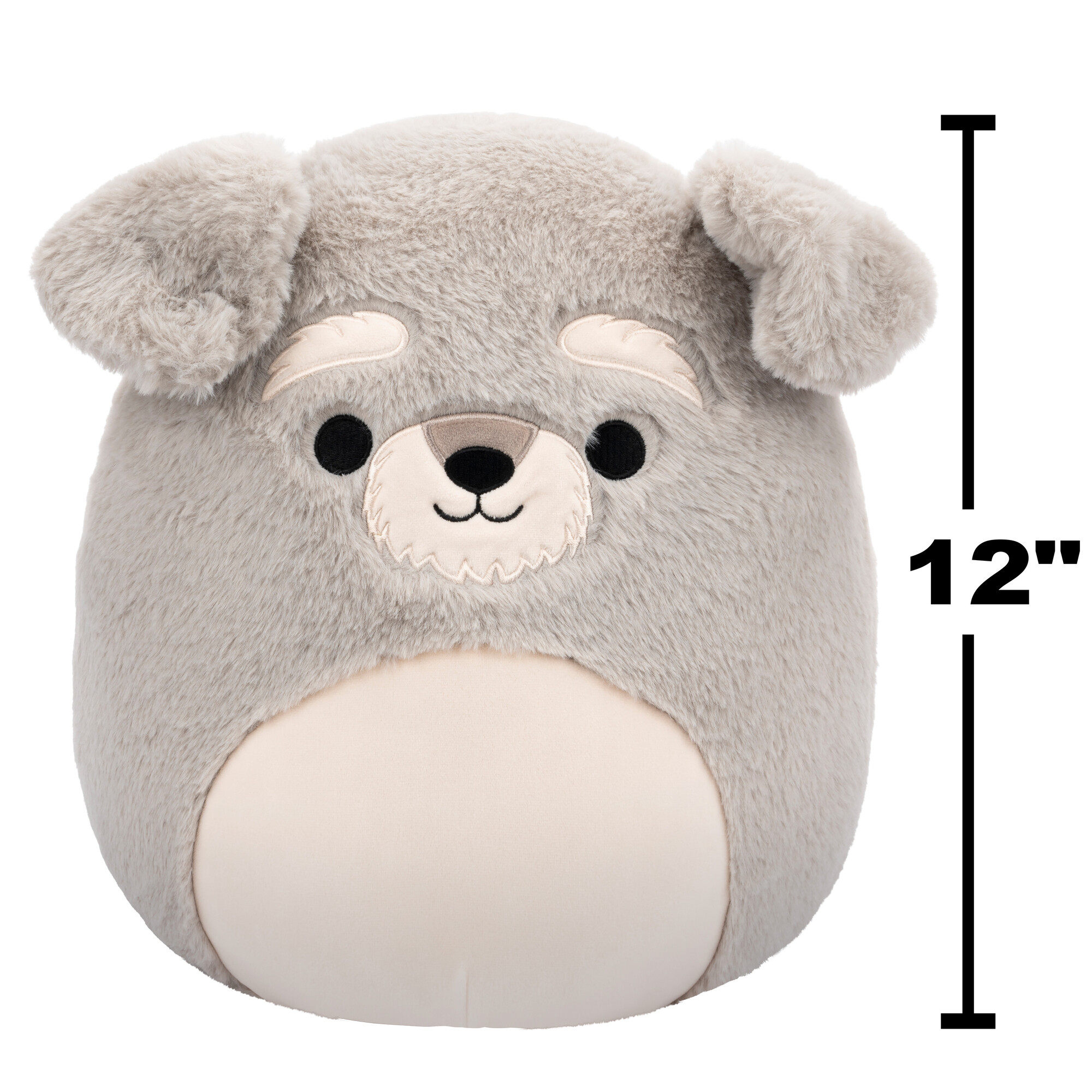 JAZWARES LLC Squishmallows Peluche 12" : Fuzz-a-Mallows - Shawn le Schnauzer gris