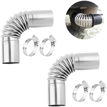 2PCS 24mm Diesel Heater Exhaust Pipes with 4PCS Clamps,Stainless Steel Exhaust Pipe Hose Elbow Connector,Universal Diesel Heater Accessories for Diesel Air Heater Silver 3.05*3.02*1.15 inch Silver