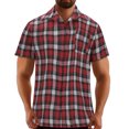 thumbnail image 1 of Penkiiy Chemise Tissée à Manches Courtes pour Homme, Coupe Régulière, Boutonnée, avec Poche, P Rouge, 1 of 5