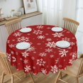 thumbnail image 4 of Tablecloth Christmas Red Snowflake Xmas Round 60 x 60 Inch Table Cover Polyester Stain and Wrinkle Resistant Table Cloth for Kitchen Dining Coffee Party, 4 of 6