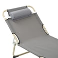 thumbnail image 1 of Chaise Longue, Fauteuil Inclinable Simple en Fer, Chaise Longue Pliante Inclinable, Chaise-Lit de Camping, Lit Pliant, Chaise Longue de Patio, Chaise Longue d'Extérieur avec Oreiller pour, 1 of 7