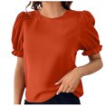 thumbnail image 1 of Besolor Summer Tunic Tops for Women Crew Neck Ruffle Short Sleevr Shirts Casual Solid Color Ladies Going out Tees, 1 of 4