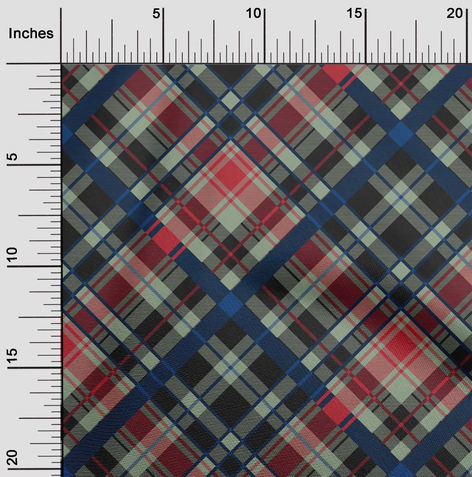 oneOone Silk Tabby Fabric Tartan Check Printed Craft Fabric BTY 42 Inch Wide