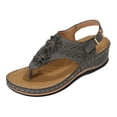 thumbnail image 1 of Kcodviy Ergonomic Design Wedge Toe Flat Sandals for Women Post Sandals Mitigate Foot Women's Slide Sandals Fatigue Comfortable and Functional Wide Sandals for Women Shoes, 1 of 8
